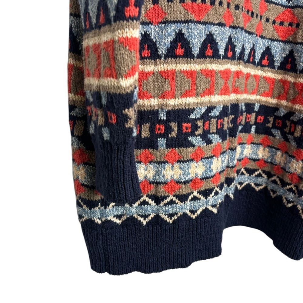 L.L.Bean Open Front Knit Abstract Long Cardigan Cotton Size Medium - Picture 8 of 11